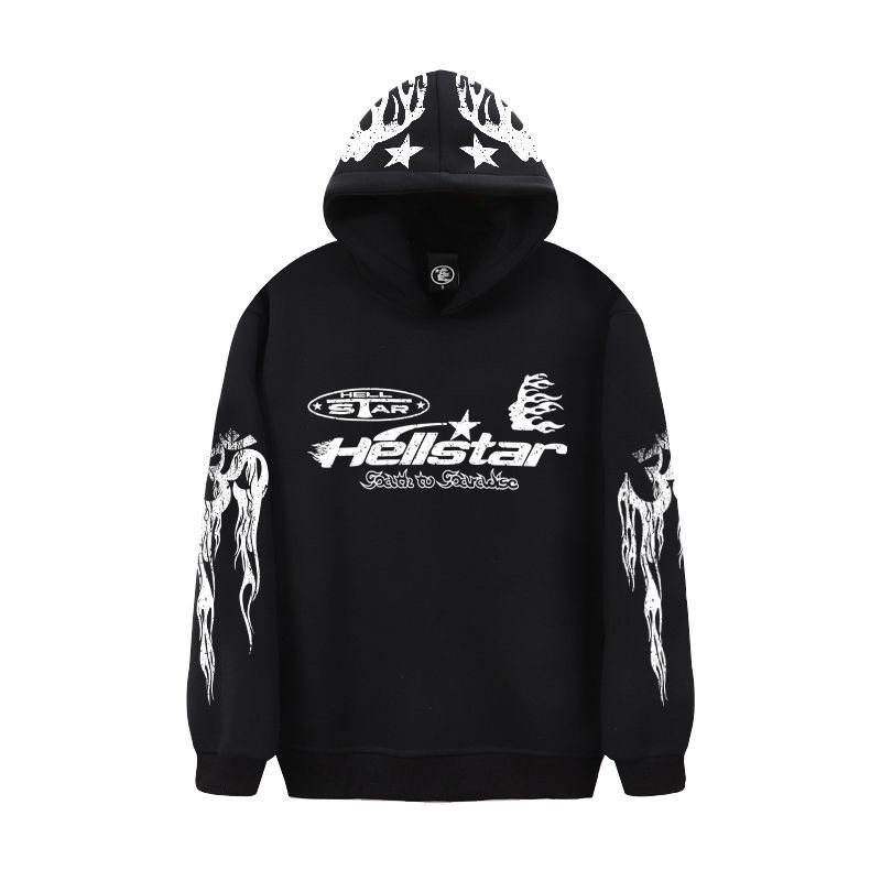 Fire style basic color with flame print hoodie