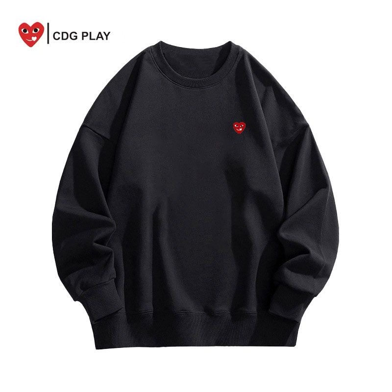 Classic pure color with heart embroidery logo crewneck