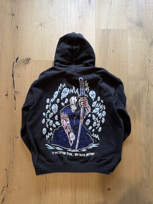 1:1  Powder blue skull samurai pink skull hoodie