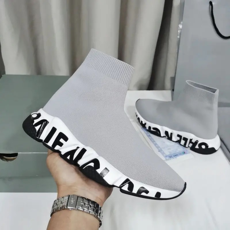 1:1 version 2024 fall alphabets knitted elastic ankle boots sock shoes