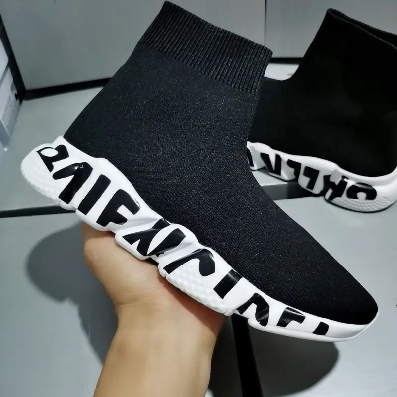 1:1 version 2024 fall alphabets knitted elastic ankle boots sock shoes