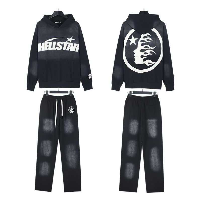 1:1 washing black color with white printing tracksuit