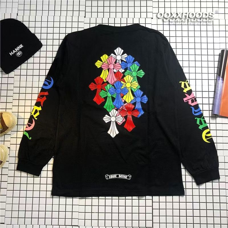 New basic black and white color with colorful logo  long sleeve
