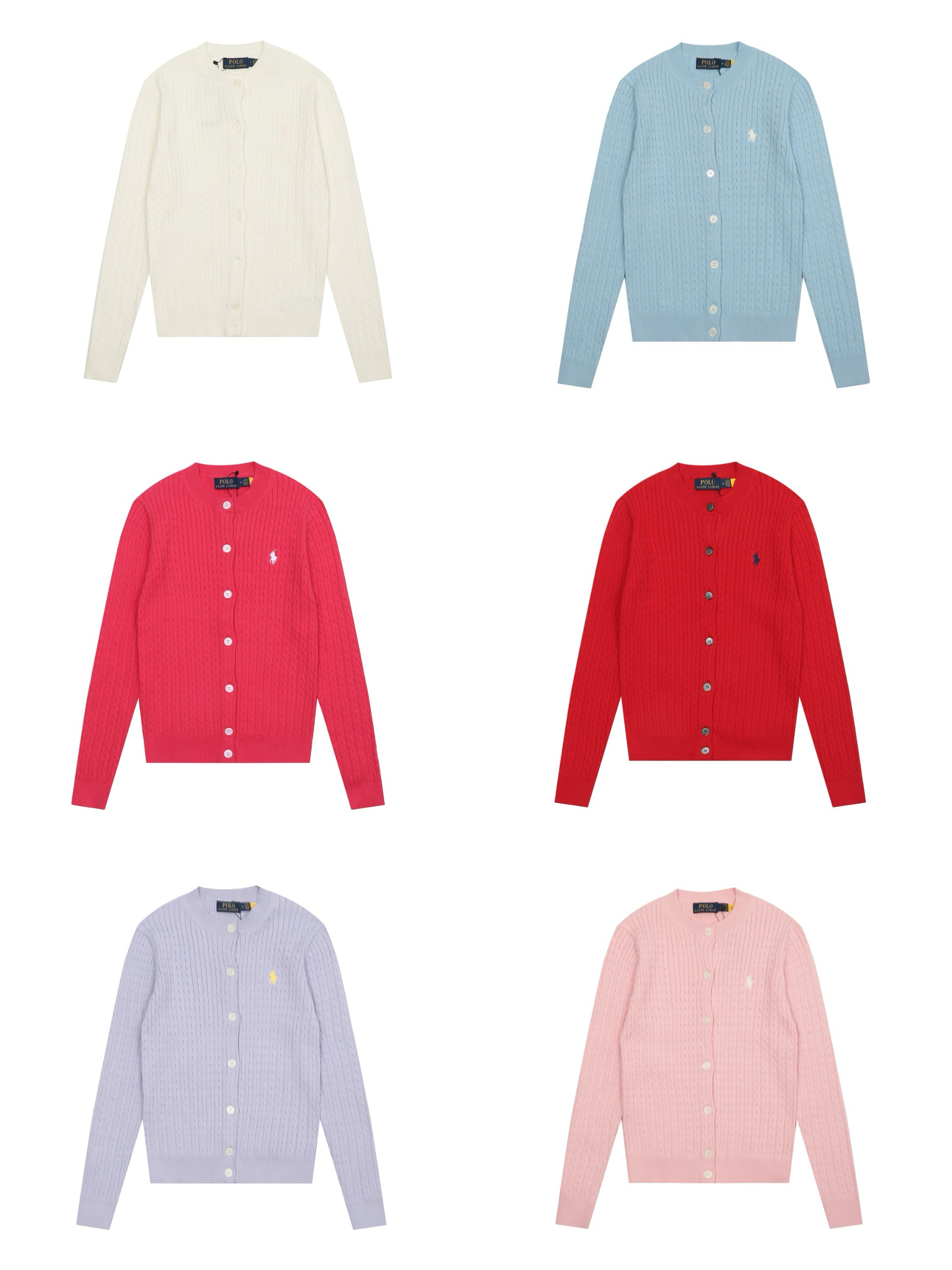 1:1 TOP quality solid color pony embroidery logo knitted cardigan jacket