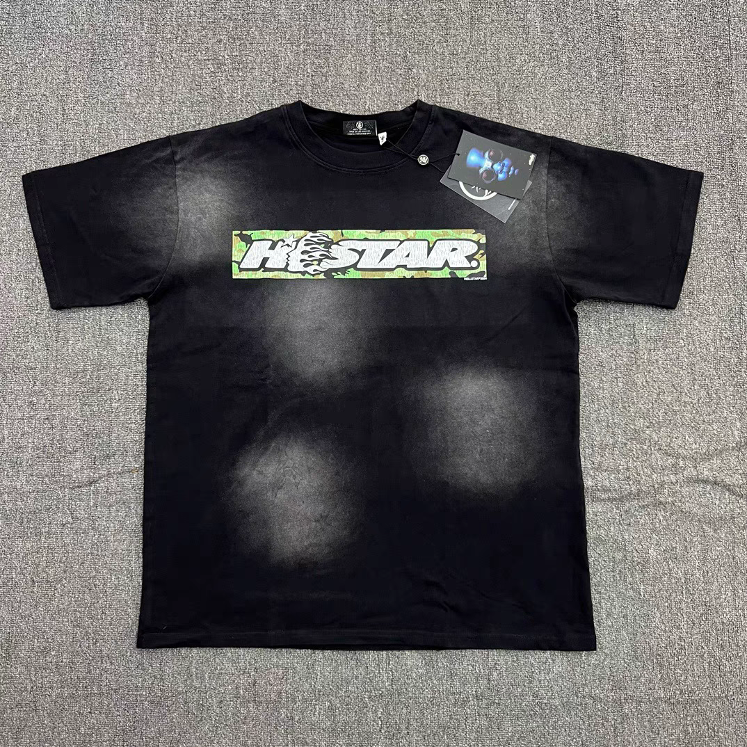 1:1 Washing black with blue logo tshirt