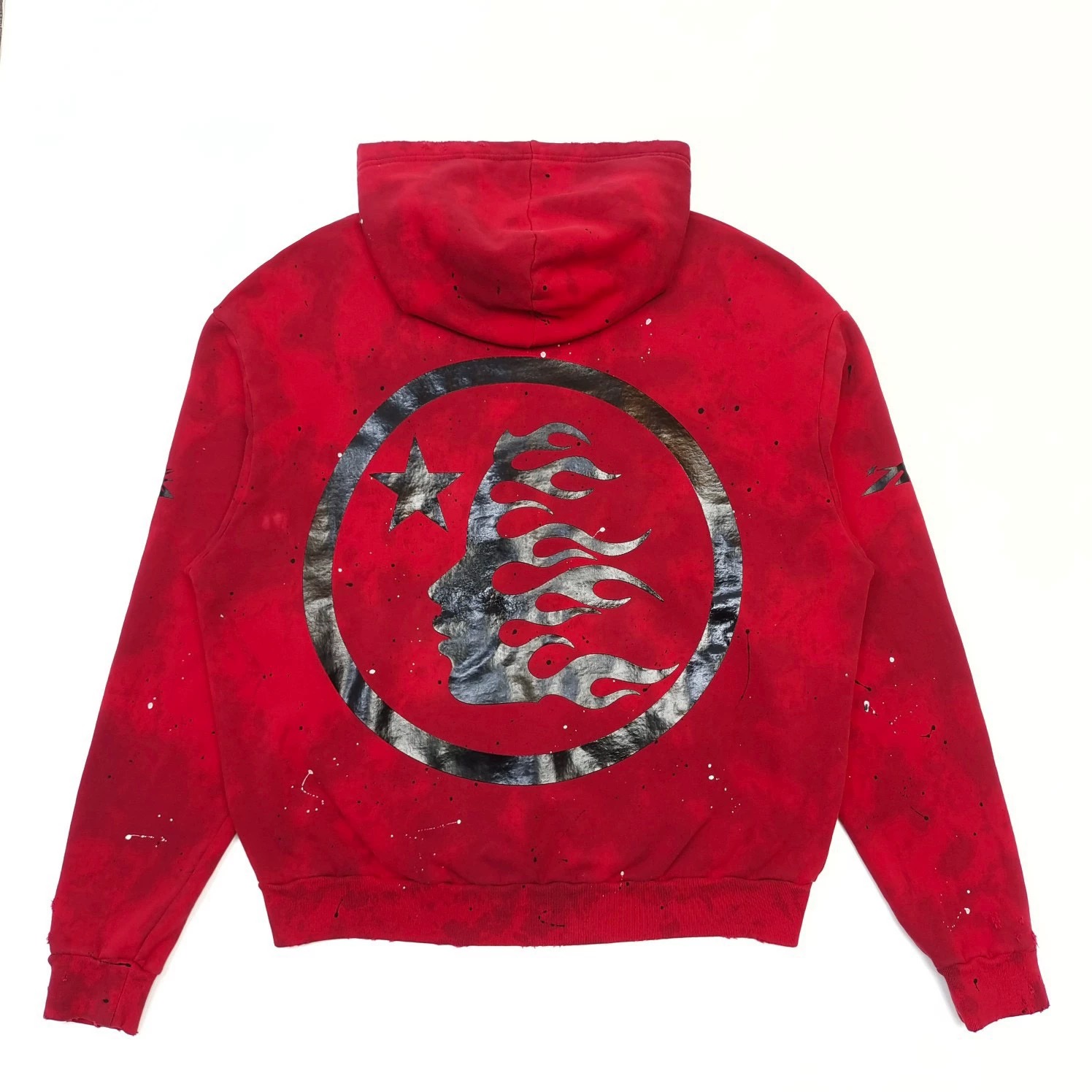 1:1 Top version washing red color with broken design hoodie