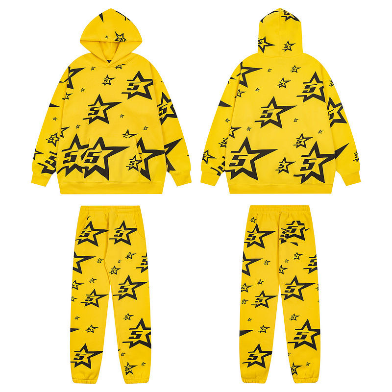 1:1 top version Yellow color with black stars tracksuit