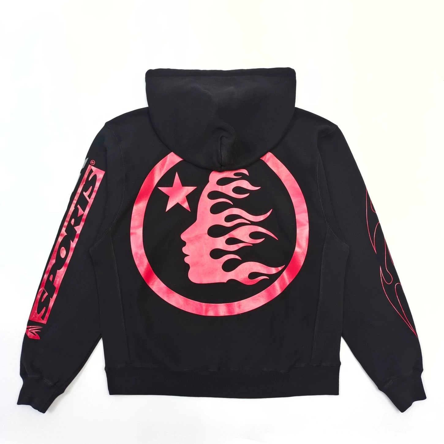 1:1 version airbrushed sports black with red logo hoodie