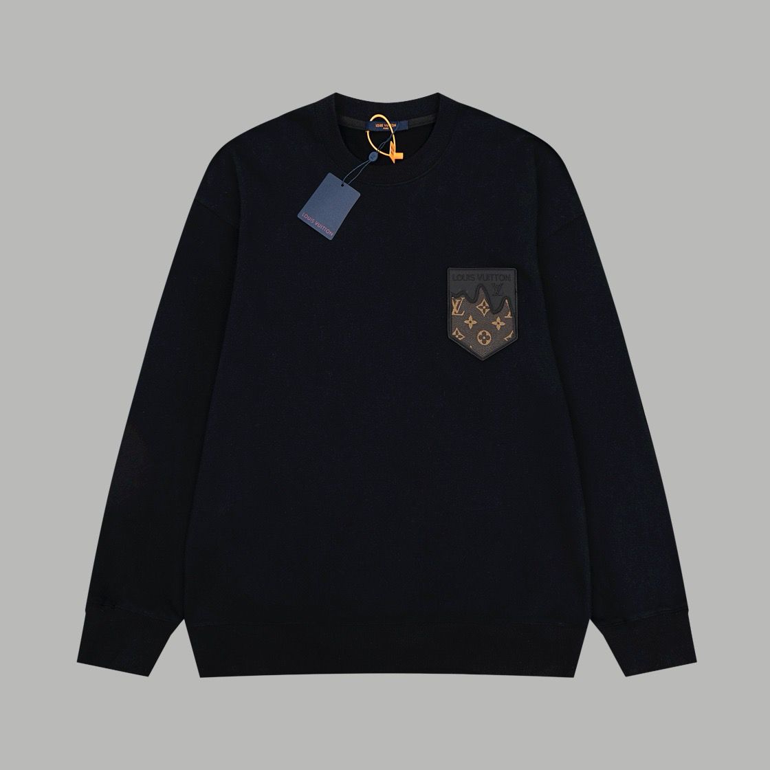 1:1 Version hardware leather badge cotton creneck hoodie