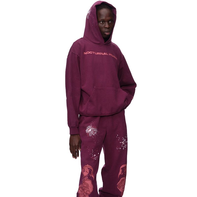 1:1 top quality purple with pink painting tracksuit