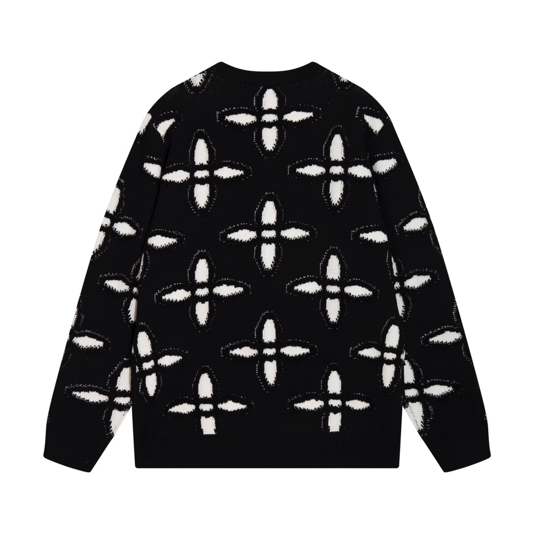 1:1 2024 new style cross embroidery wool knitting sweater