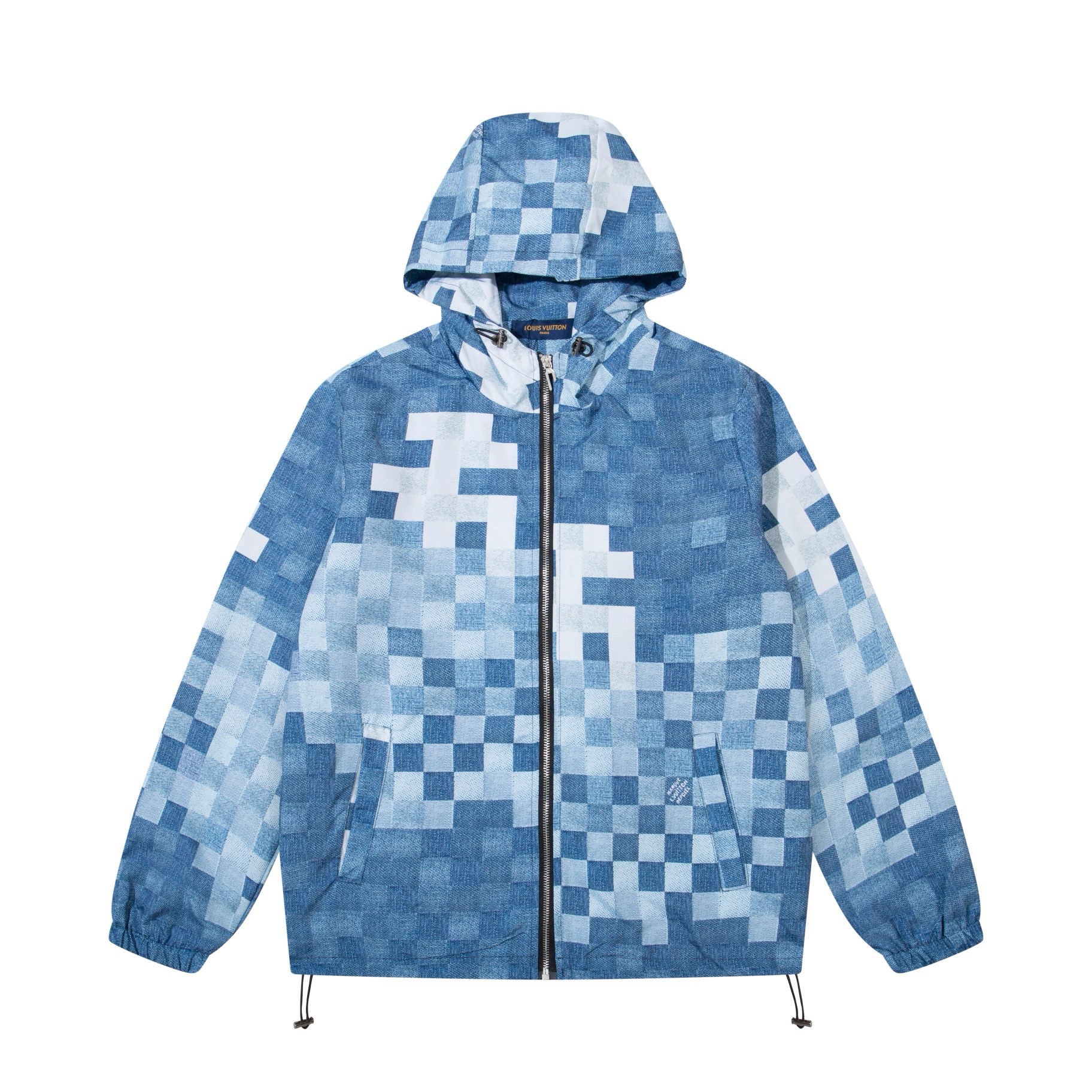 1:1 2024 New blue white 2 colors camouflage plaid zipper hooded jacket
