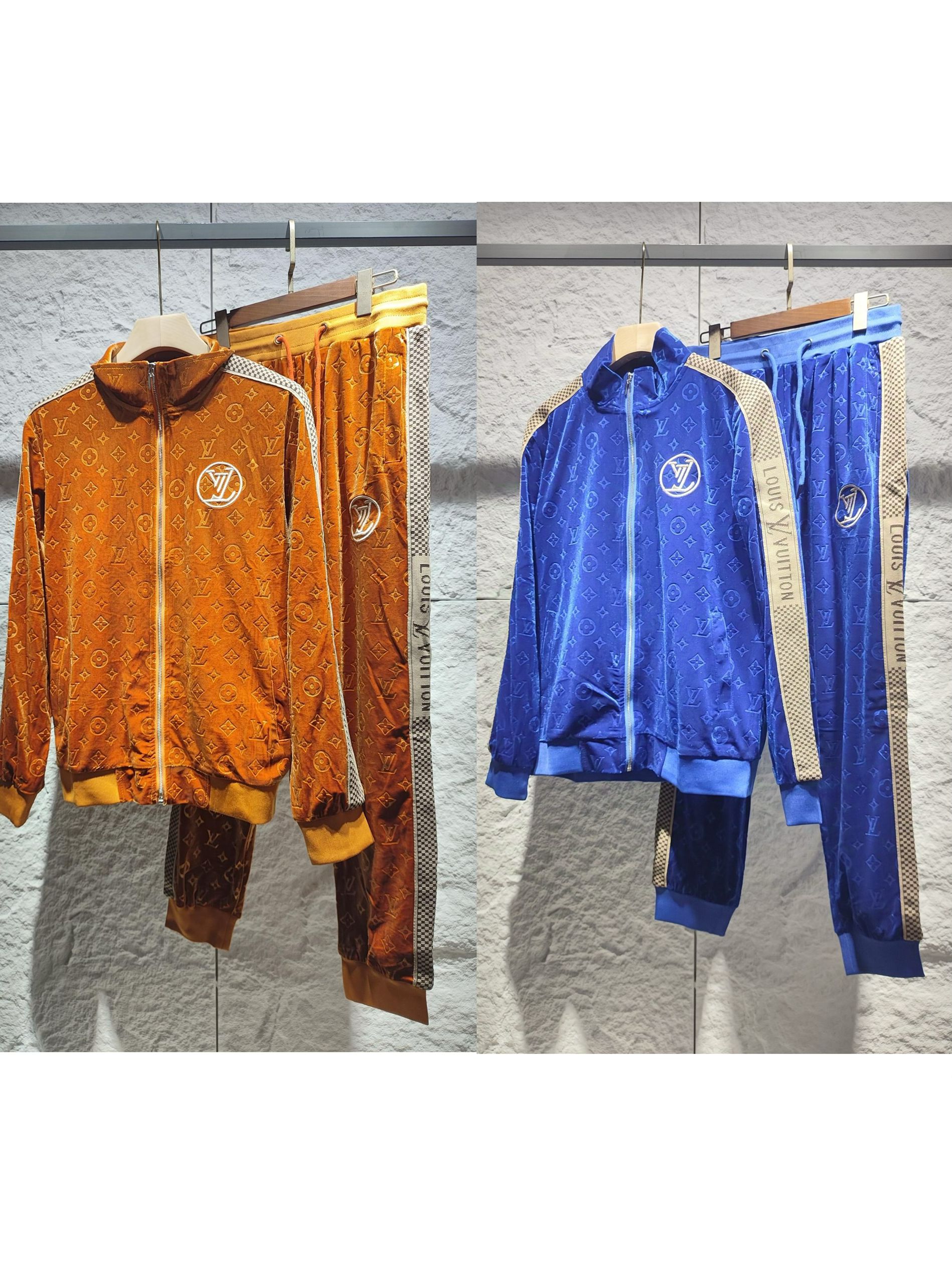 1:1 New casual embroidery logo velvet tracksuit