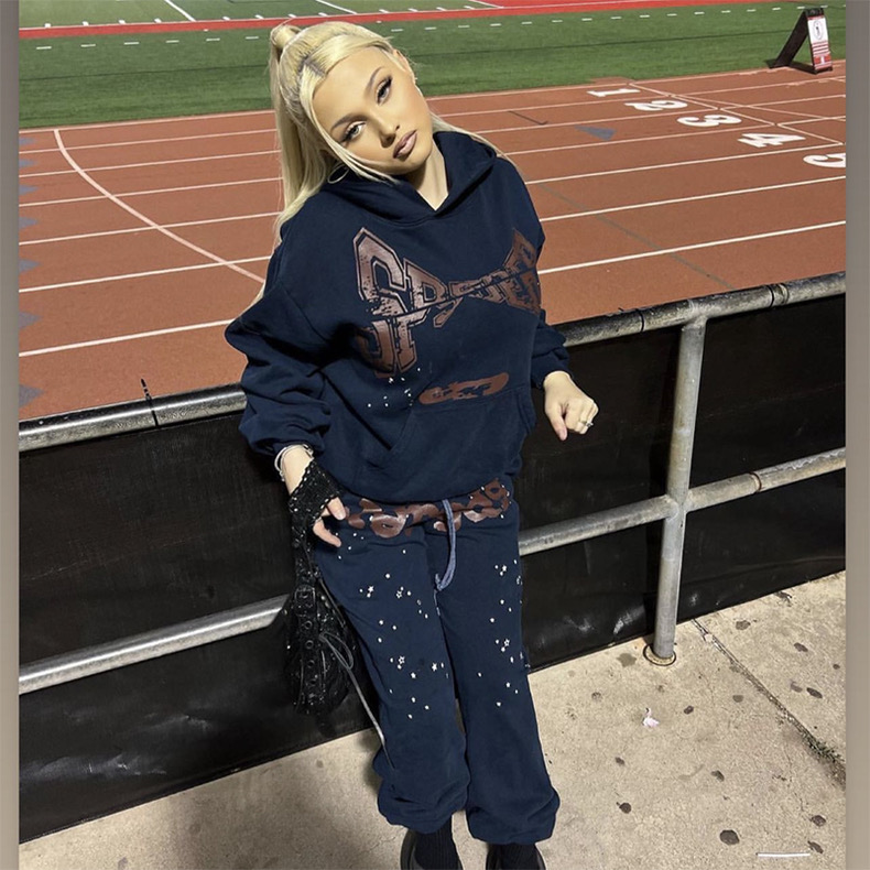 1:1 black and white basic color with simple letter tracksuit