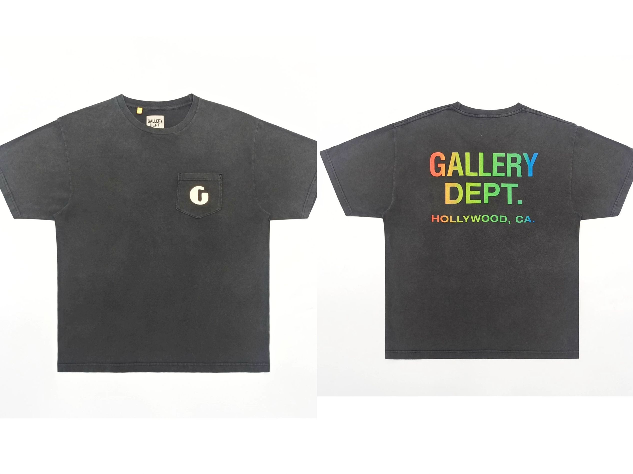 1:1 Washing dark grey with back colorful letters tshirt