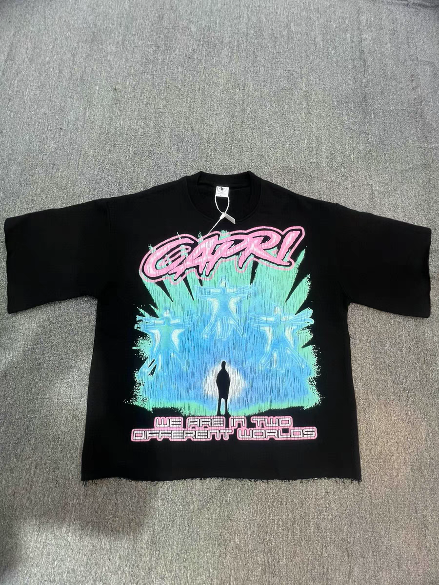 1:1 black with pink green printing tshirt