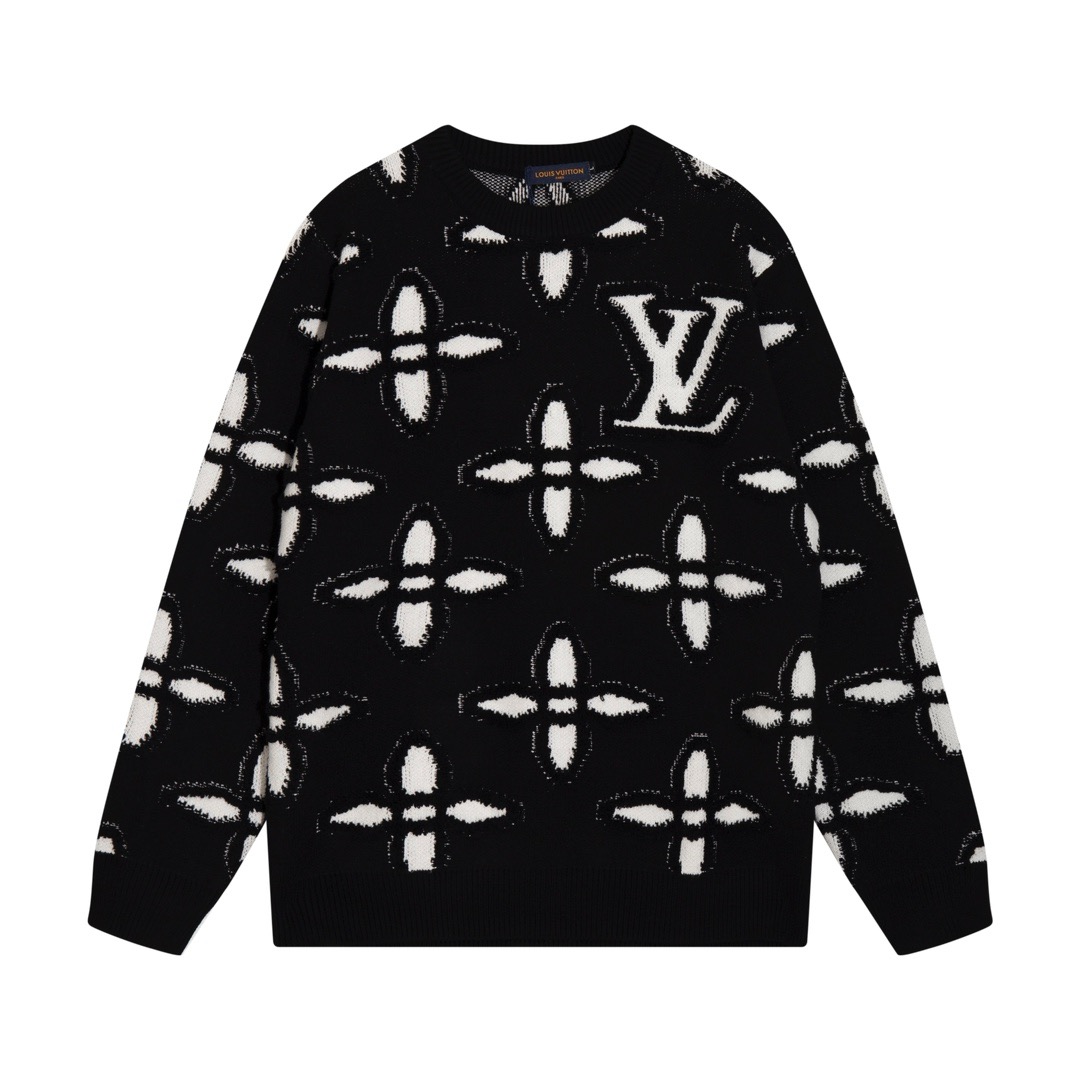 1:1 2024 new style cross embroidery wool knitting sweater