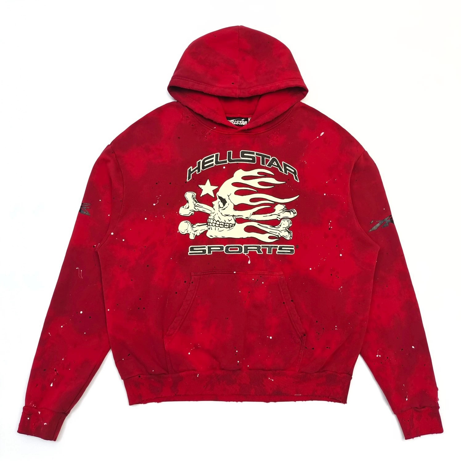1:1 Top version washing red color with broken design hoodie