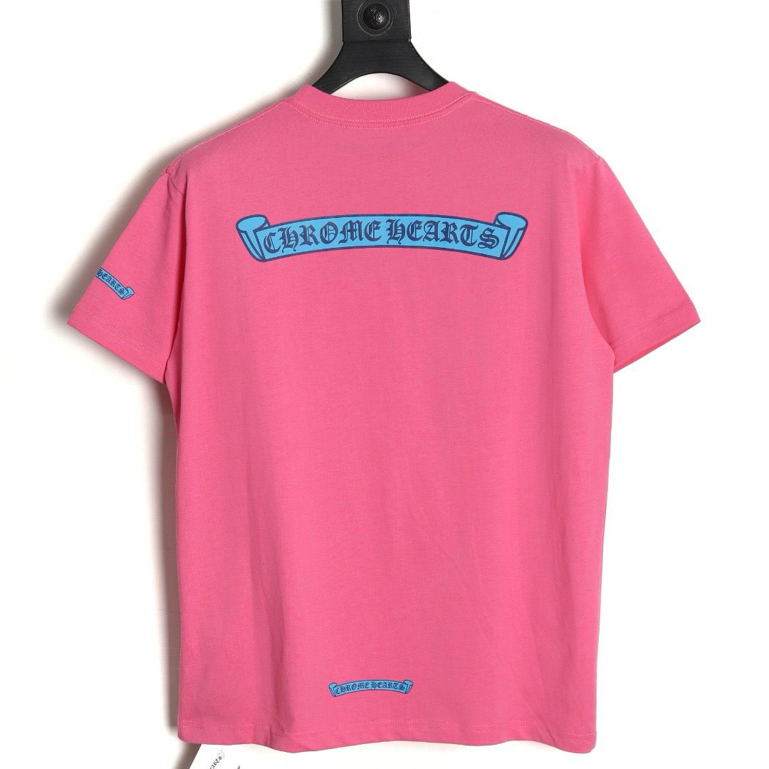 1:1 CH2024 new Croheart Scroll Banner Dopamine Matching pocket Pink T-shirt