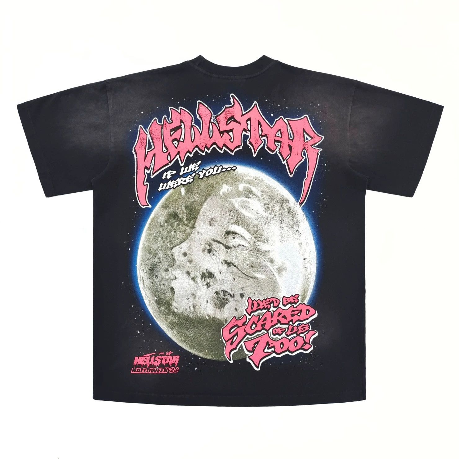 1:1 New full moon Fox Moon Print short sleeve wash T-shirts