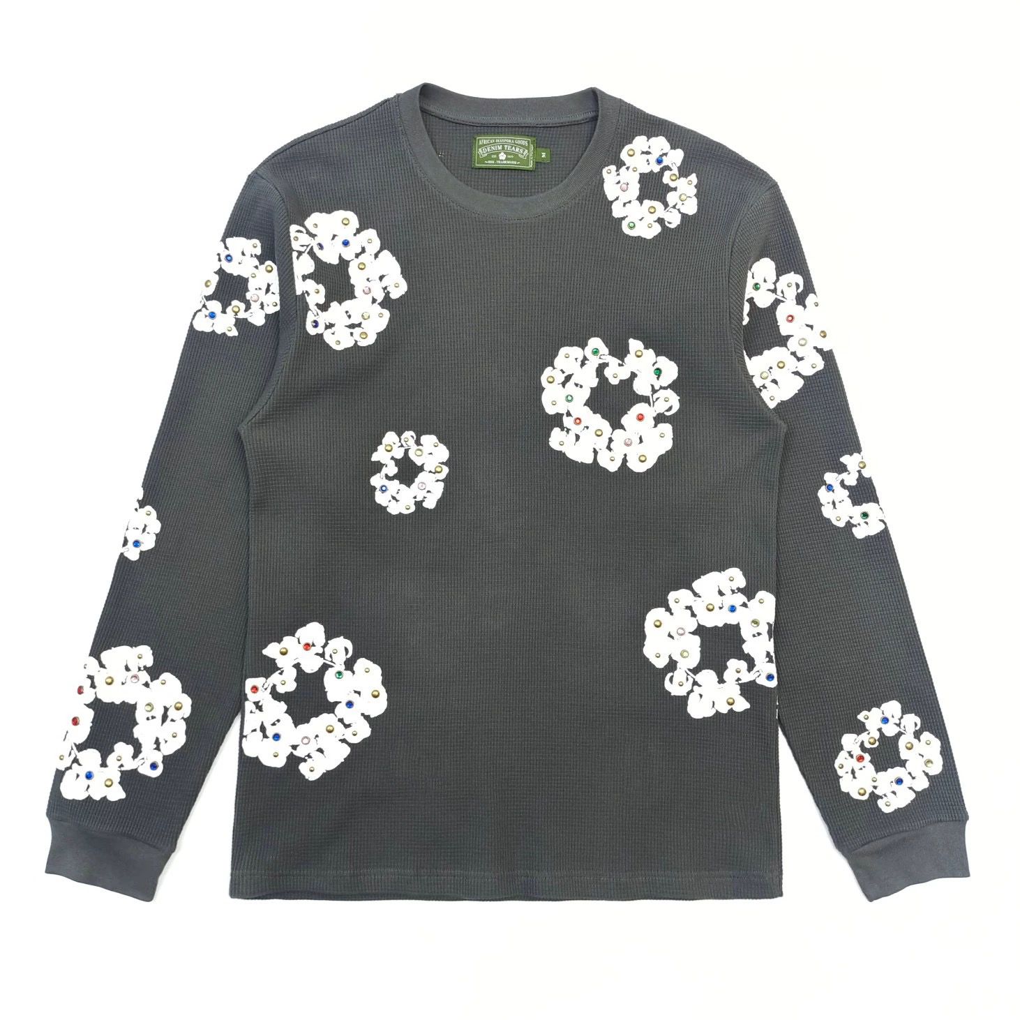 1:1 New colorful Gemstone kapok waffle long sleeve