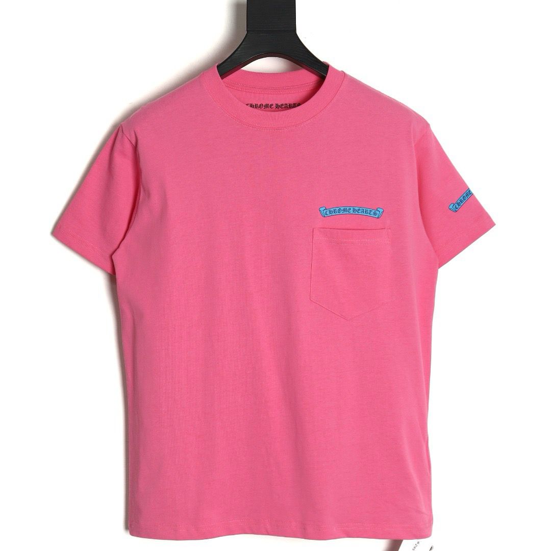 1:1 CH2024 new Croheart Scroll Banner Dopamine Matching pocket Pink T-shirt
