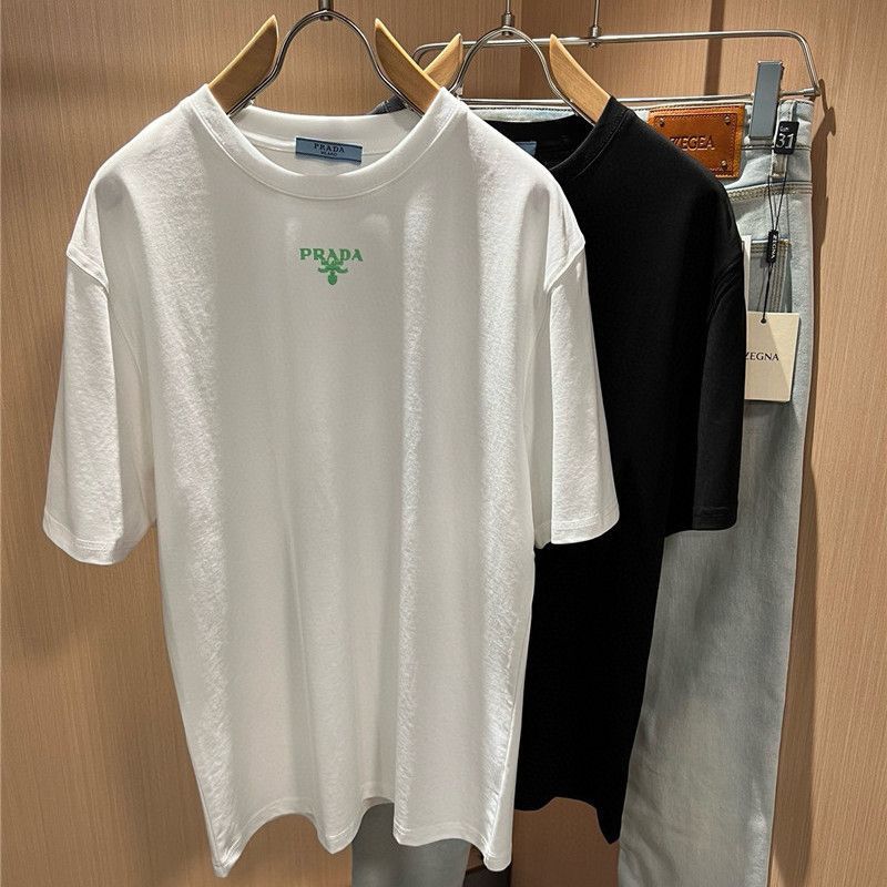 1:1 New letter pressed rubber cotton couple loose short sleeve T-shirt men