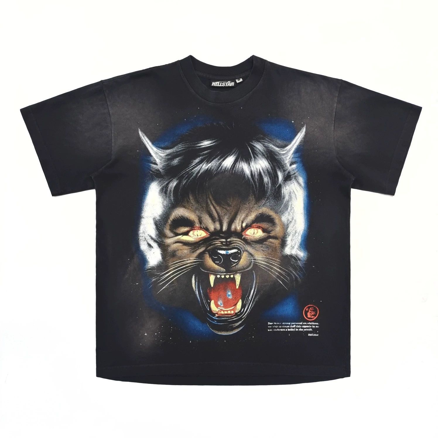 1:1 New full moon Fox Moon Print short sleeve wash T-shirts