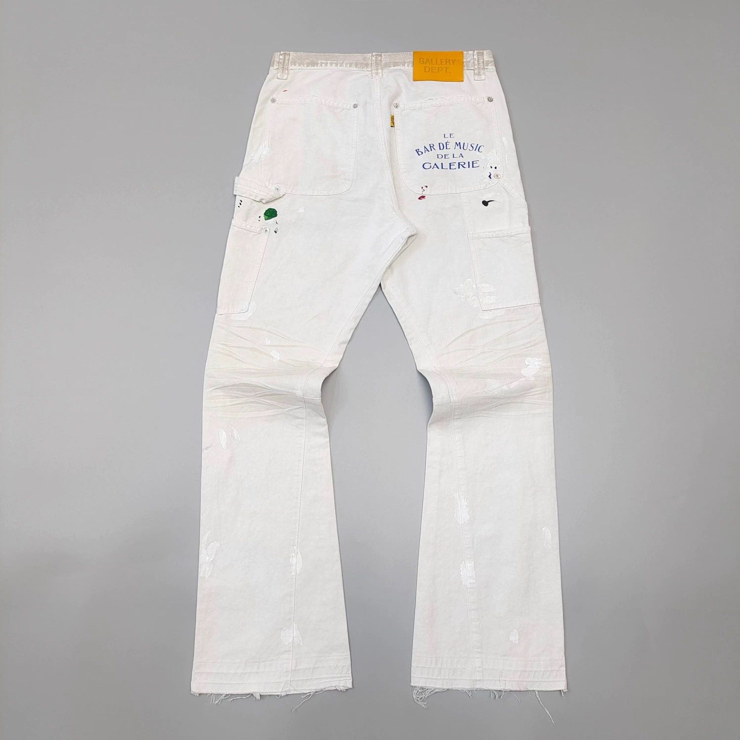 1:1 Splash ink graffiti overalls washing white flared jeans