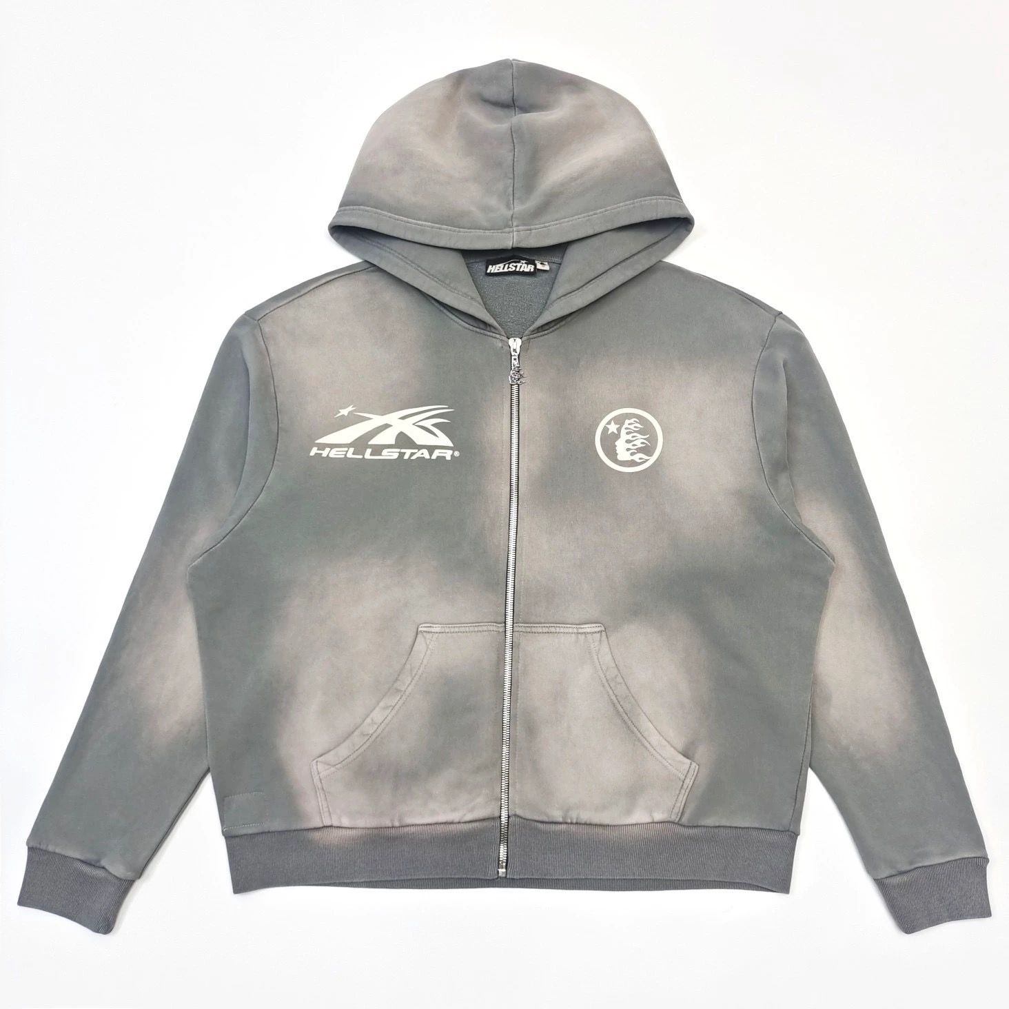 1:1 Version washing grey cardigan zip up hoodie with pant tracksuit
