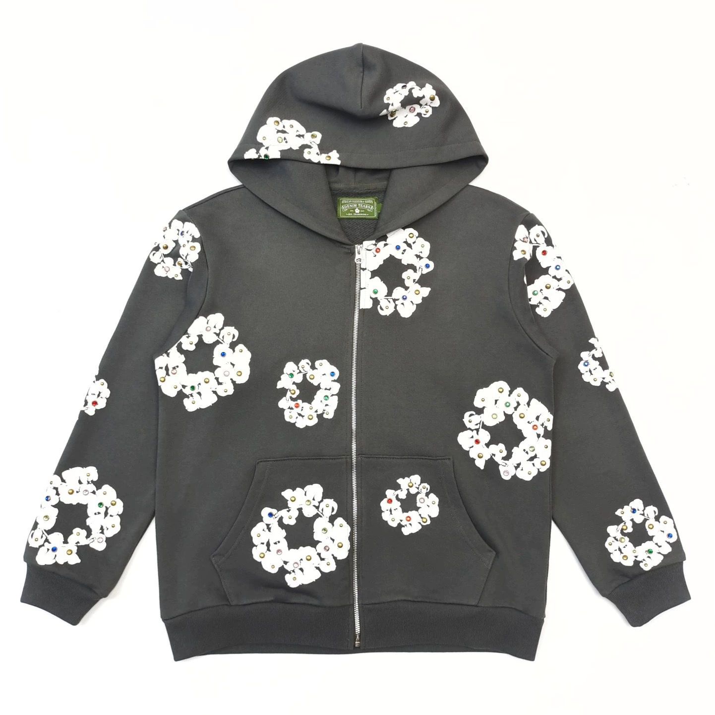 1:1 new rhinestone wreath zip up hoodie