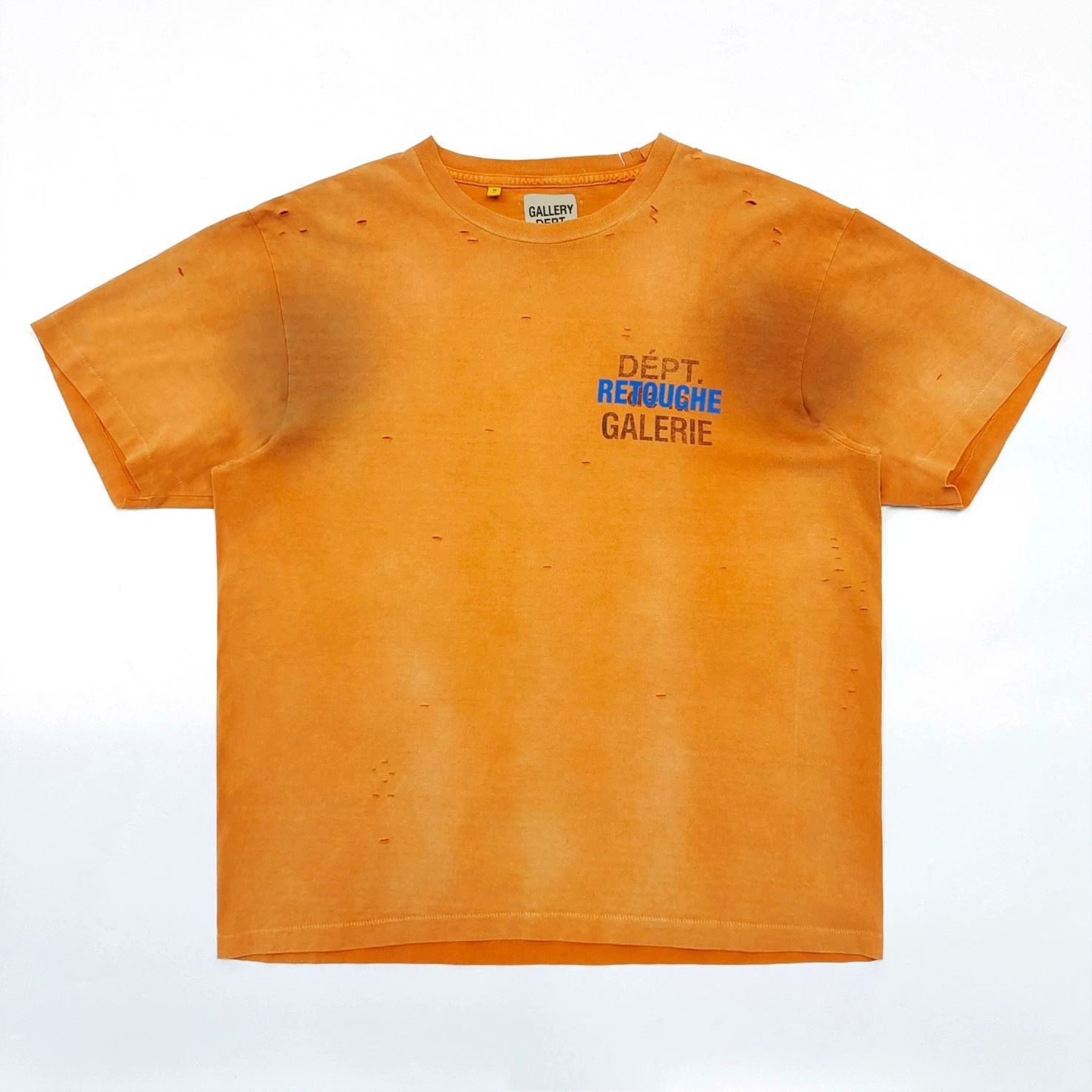 1:1 New retouche broken design washing orange color tshirt