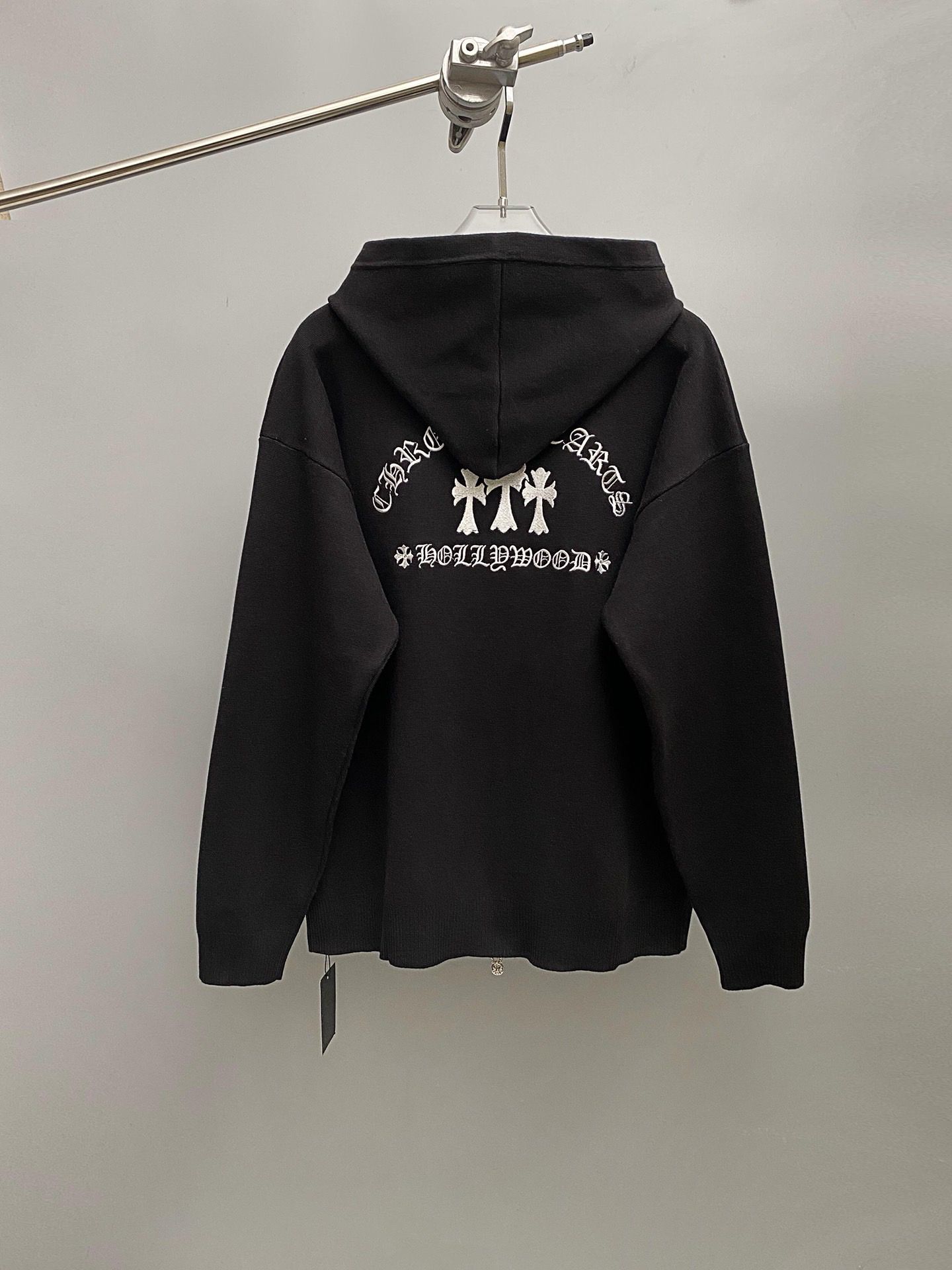 1:1 Fall/Winter new Cross Alphabet Embroidery hooded zipper knit sweater hoodie