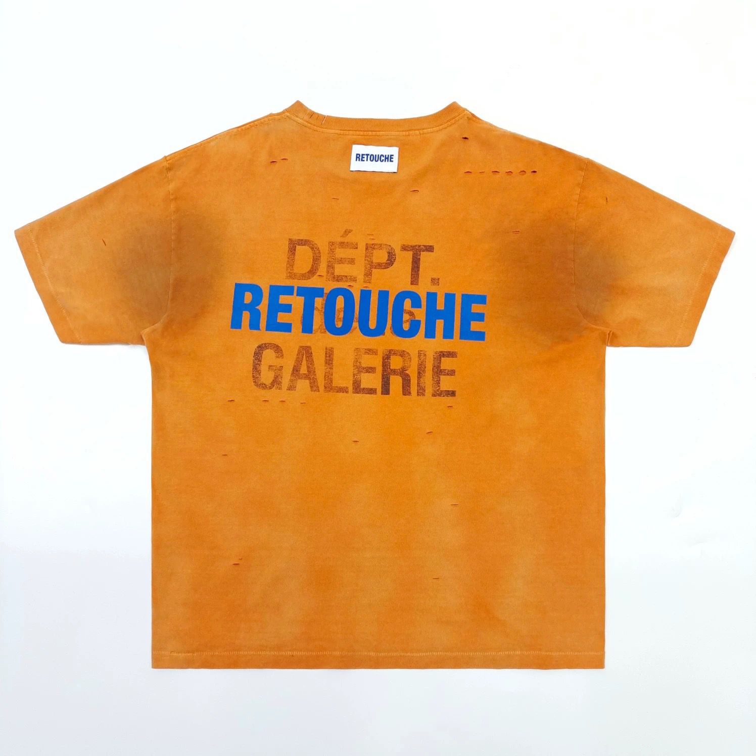 1:1 New retouche broken design washing orange color tshirt