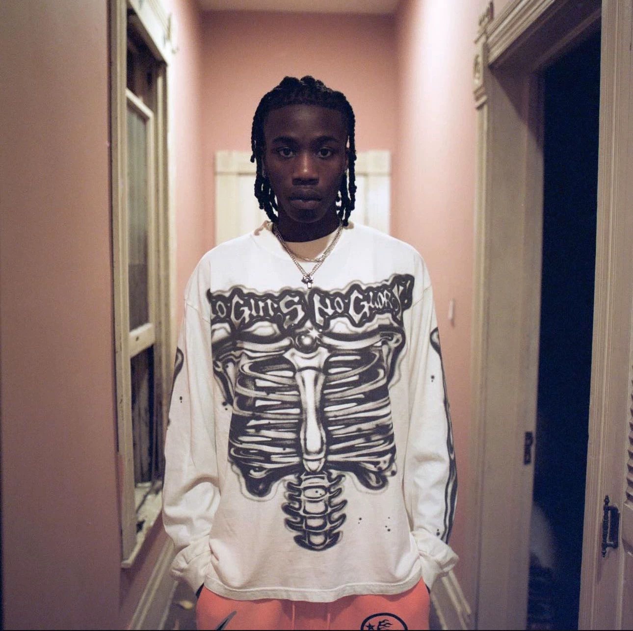 1:1 white with airbrushed bones long sleeve