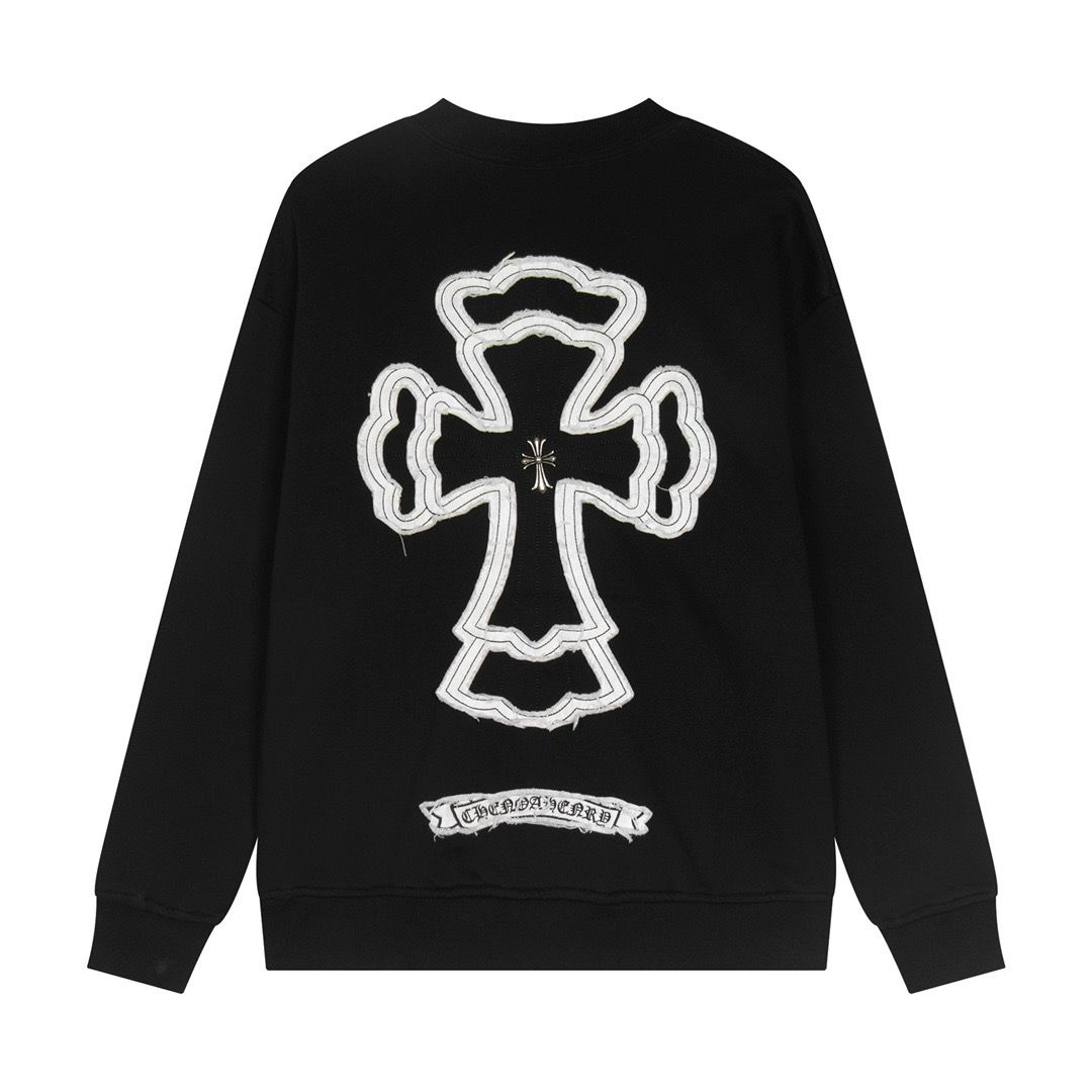 1:1 New heavy applique embroidery wash trend full dyeing pure cotton fabric crewneck