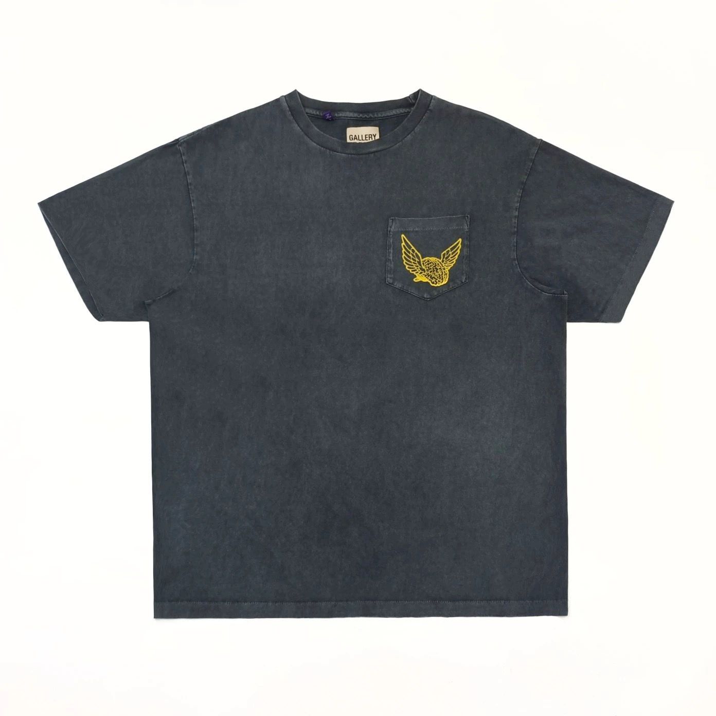 1:1 top quality washing dark grey with pocket in front tshirt