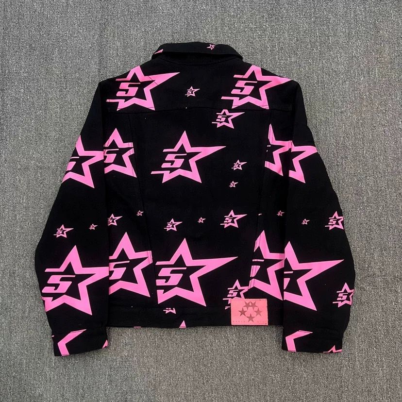 1:1 New basic black with pink star jacket
