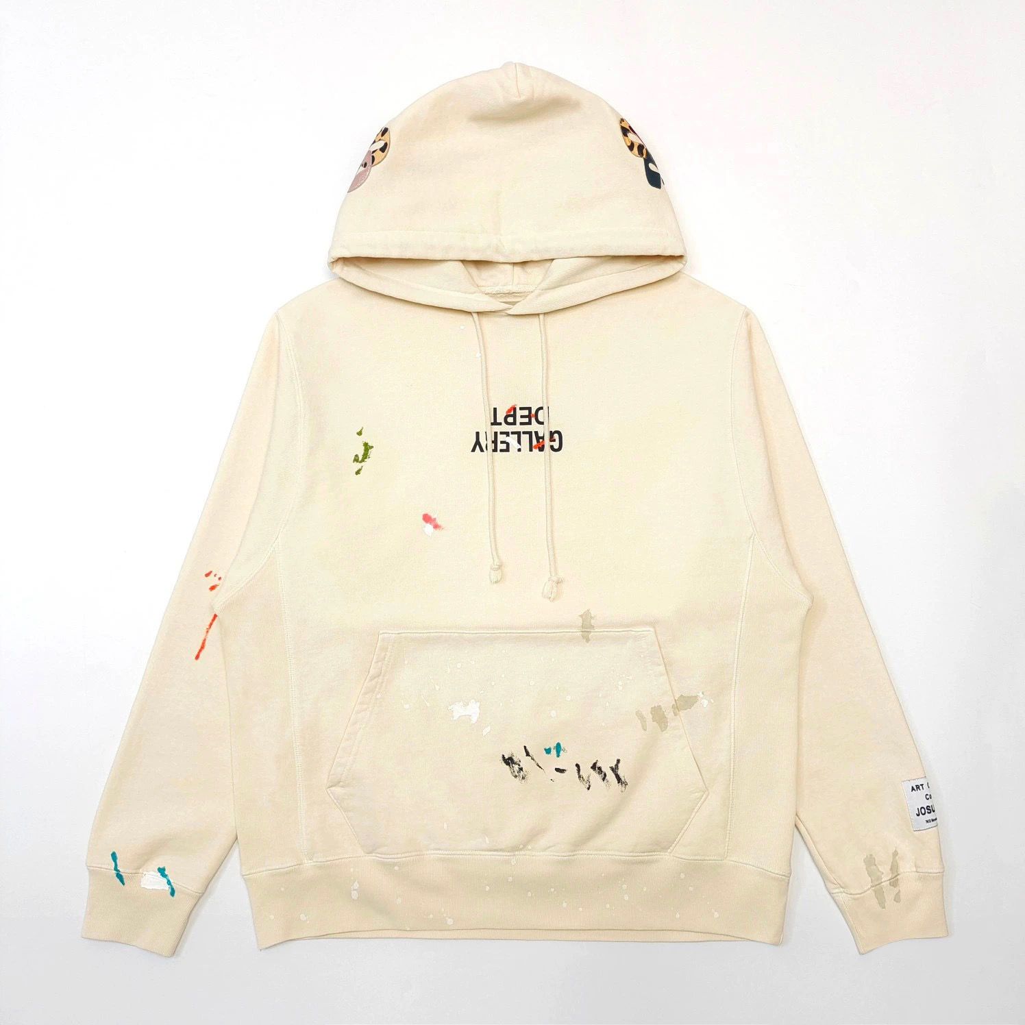 1:1 TOP Splash-ink G leather inverted letter logo washing beige hoodie