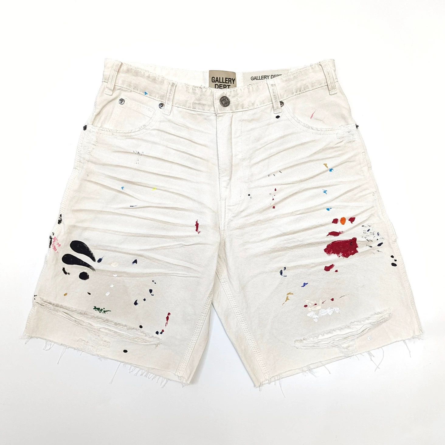 1:1 Top quality washing white with painting dirty design short