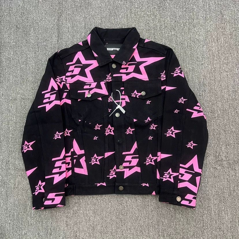 1:1 New basic black with pink star jacket