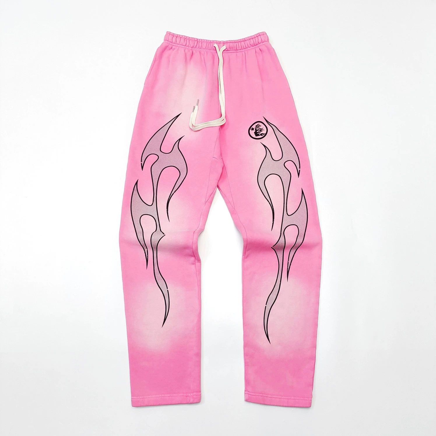 1:1 Top quality washing pink with balck silver logo print pant