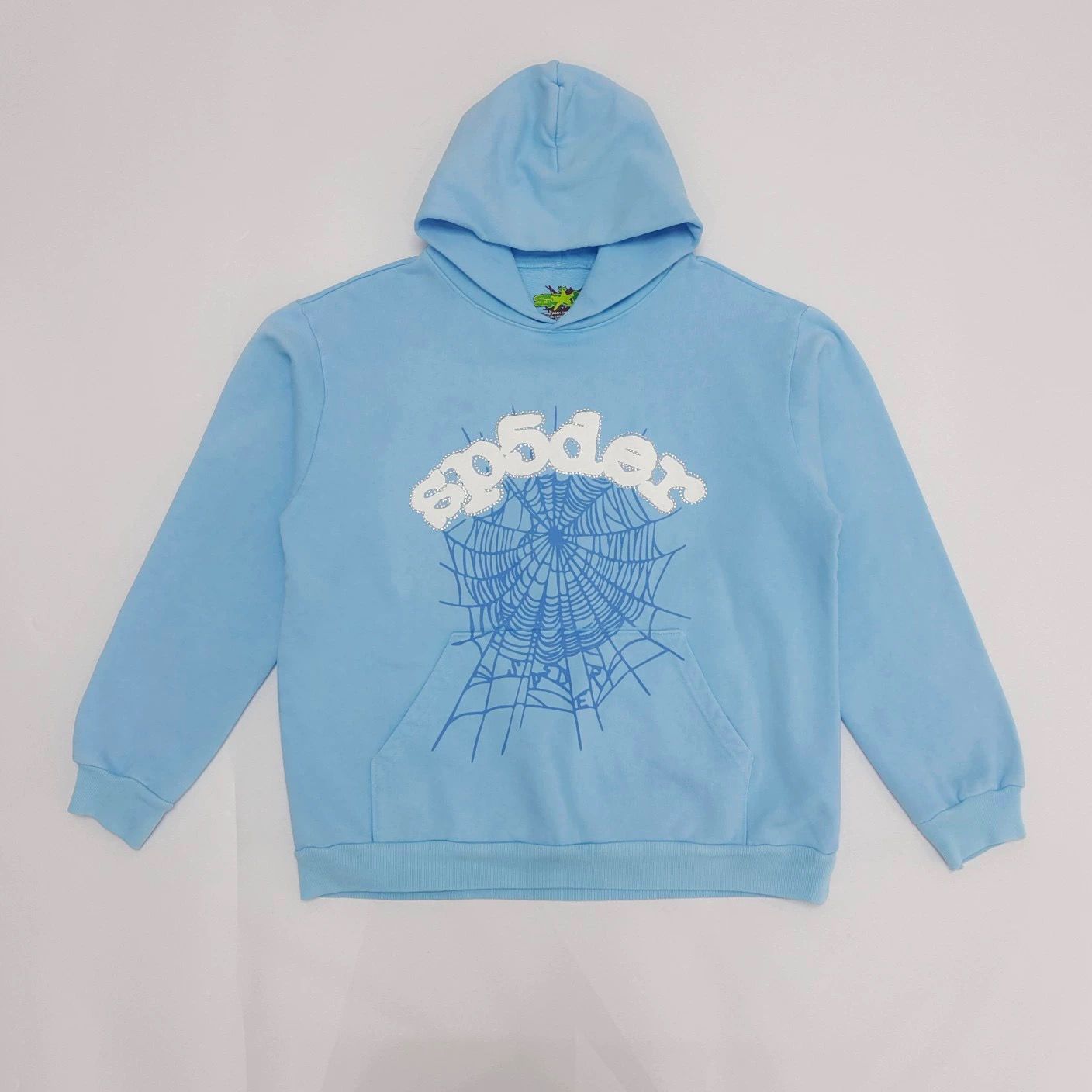1:1 Top quality hot washing baby blue with rhinestone hoodie