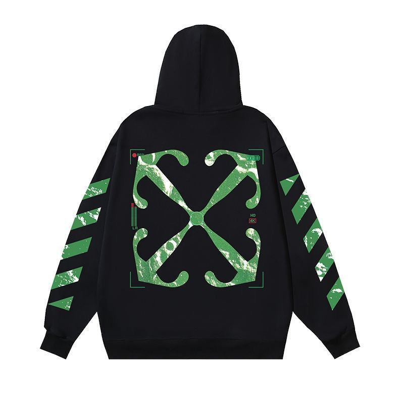 Basic color with green red arrow printing hoodie