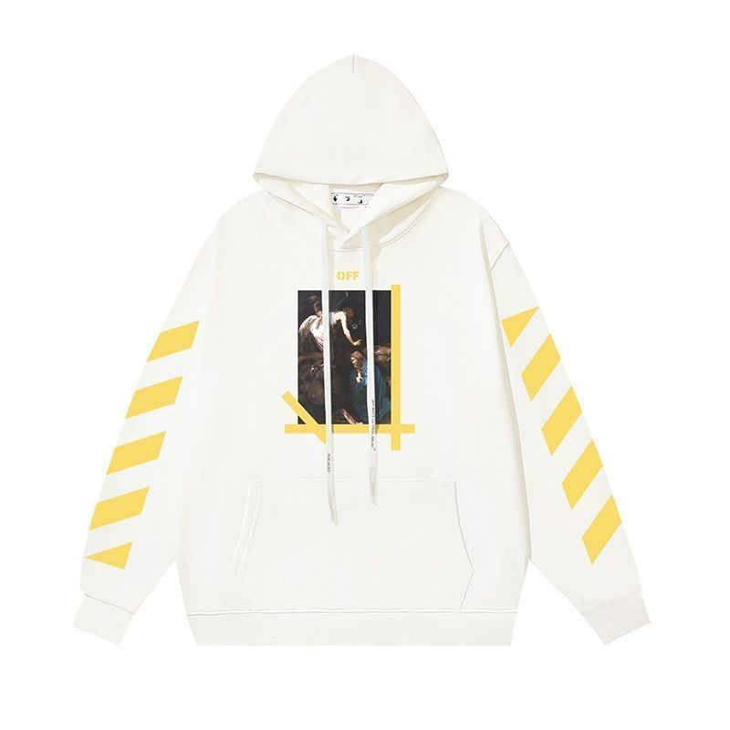 Black and white color with yellow arrow print hoodie