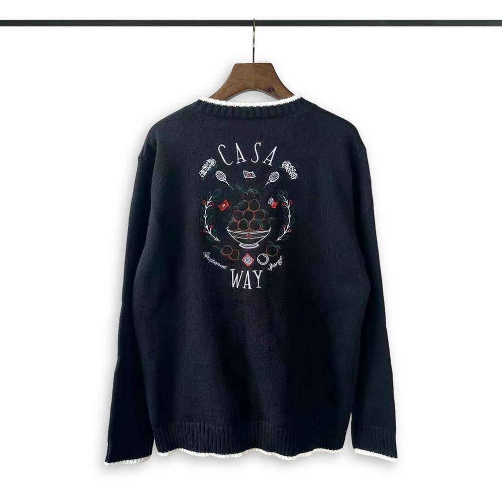 1:1 Black cardigan embroidery new style sweater