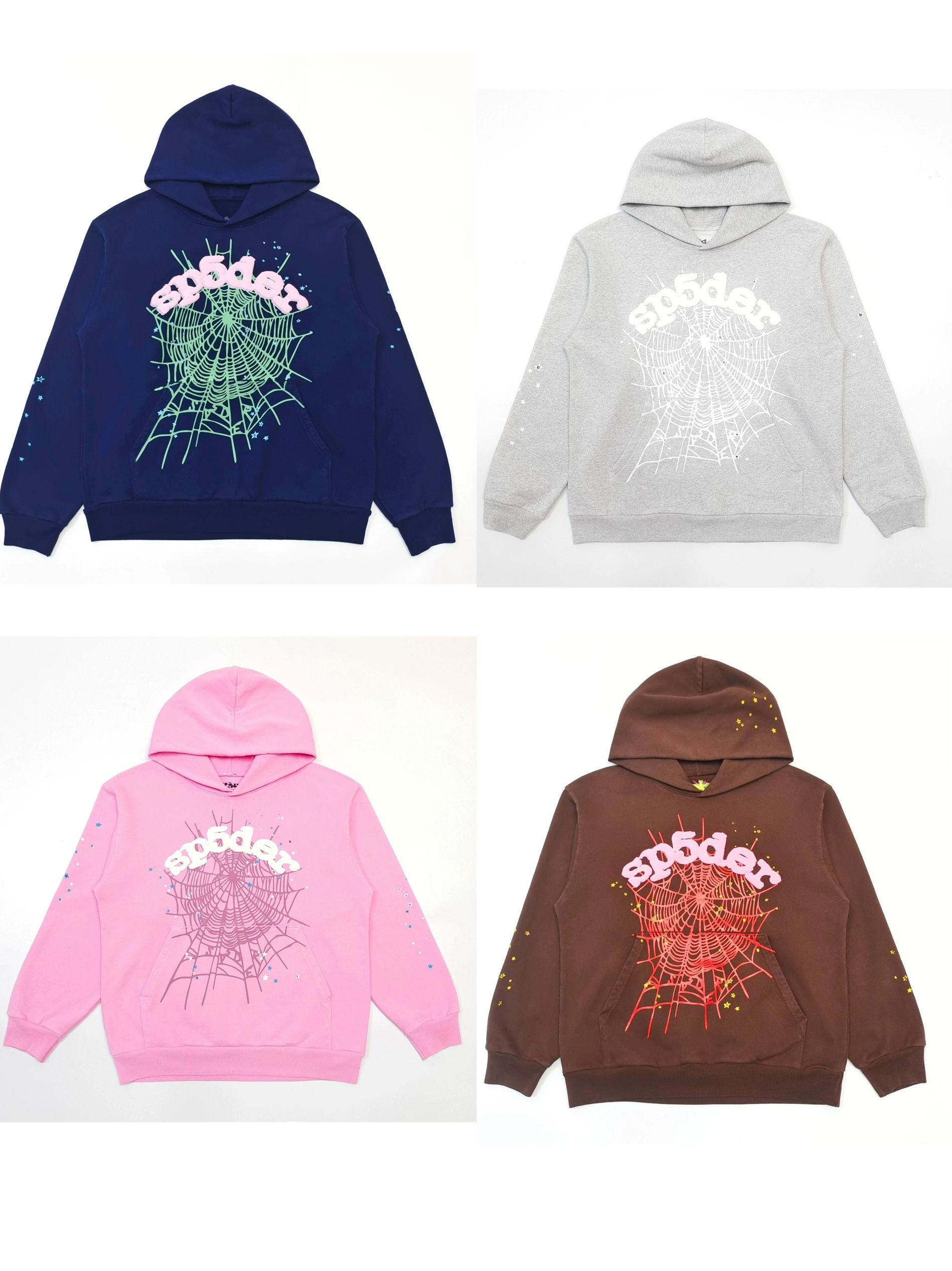 1:1 Top quality spider web green powder foam print hoodie