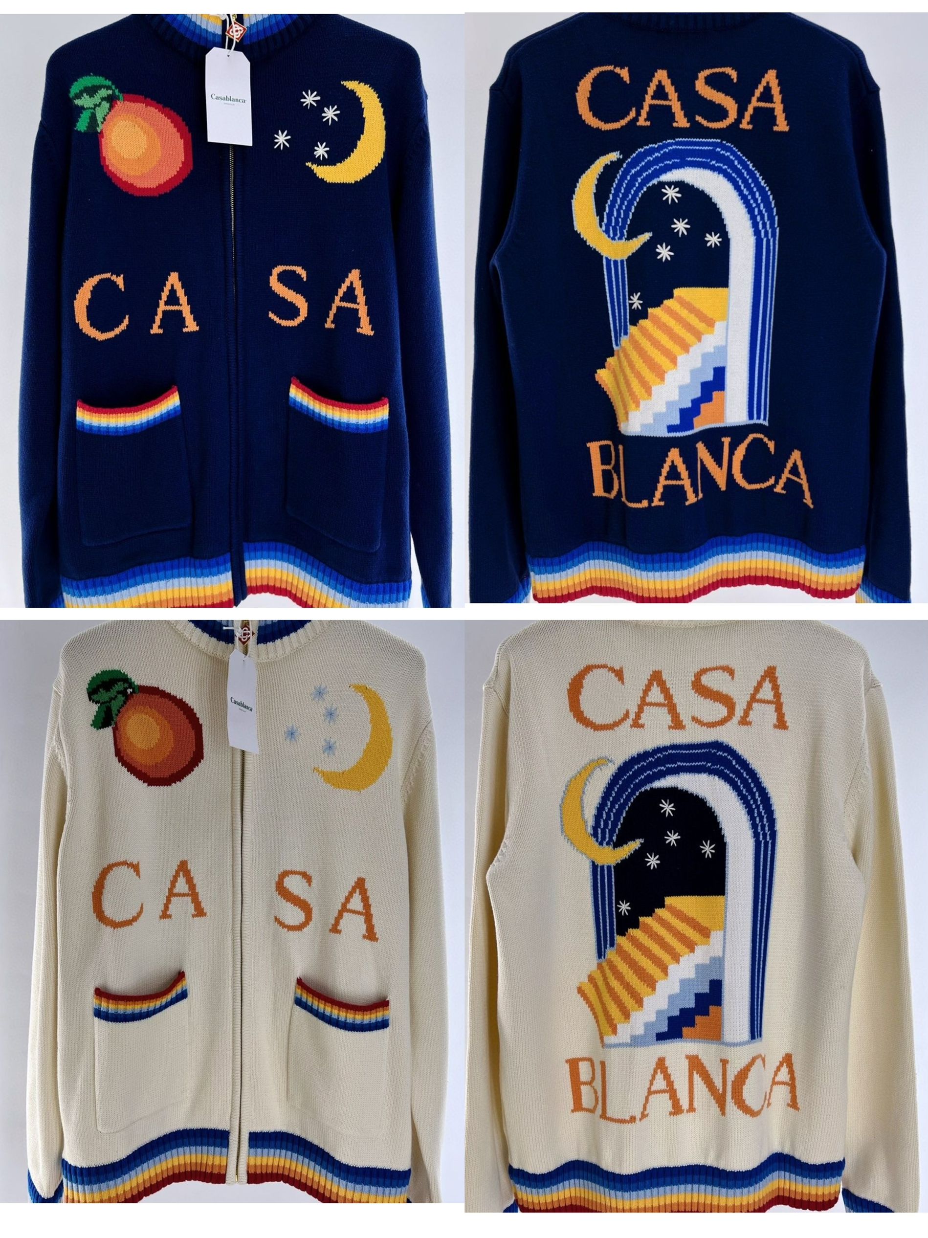 1:1 new letter arch staircase landscape pattern zipper cardigan sweater