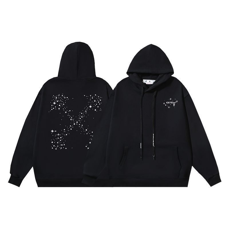 All black color with white mini stars print hoodie