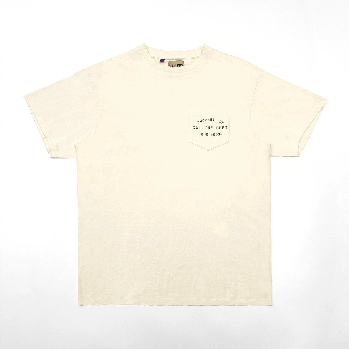 1:1 Top quality washing beige color with letter print on pocket tshirt